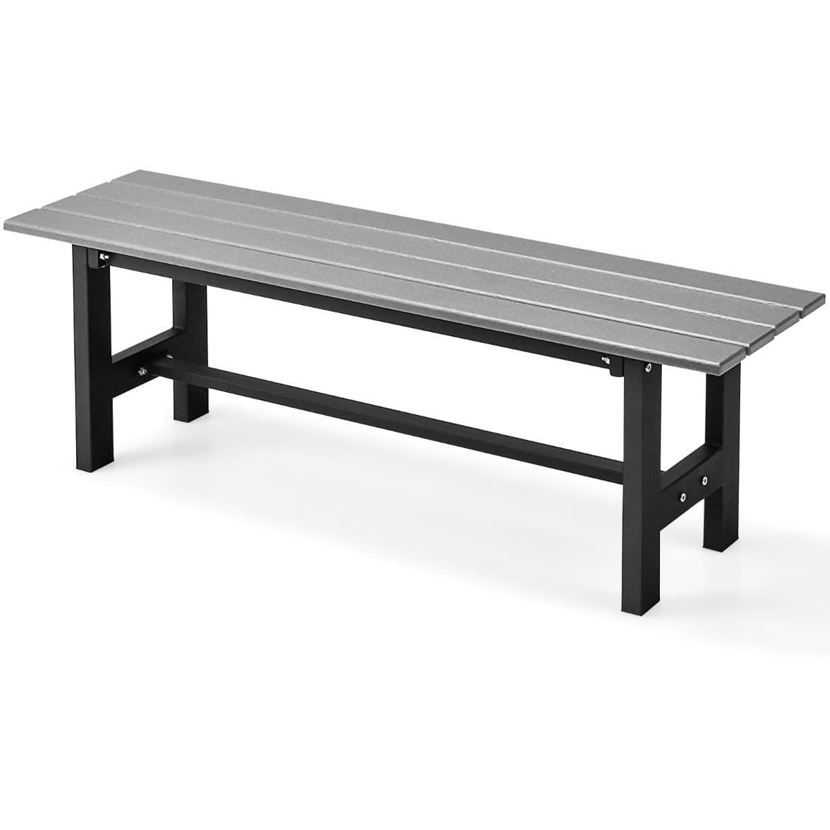 CostwayBanc de Jardin HDPE pour 2 Personnes Charge 300KG Banquette Extérieur avec Cadre en Métal et Couvre-pied de Protection Gris