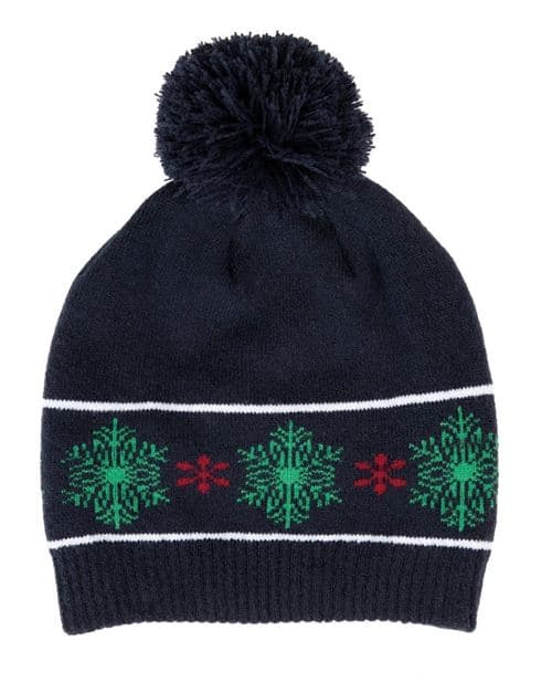 K-up - Bonnet a pompon aux motifs de Noel - Adulte - KP558 - bleu marine - taille:Taille unique