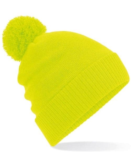Beechfield - Bonnet a pompon adulte - B439 - jaune fluo - taille:Taille unique