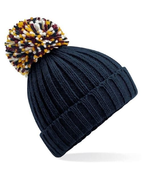 Beechfield - Bonnet a pompon adulte - B390 - bleu marine - taille:Taille unique