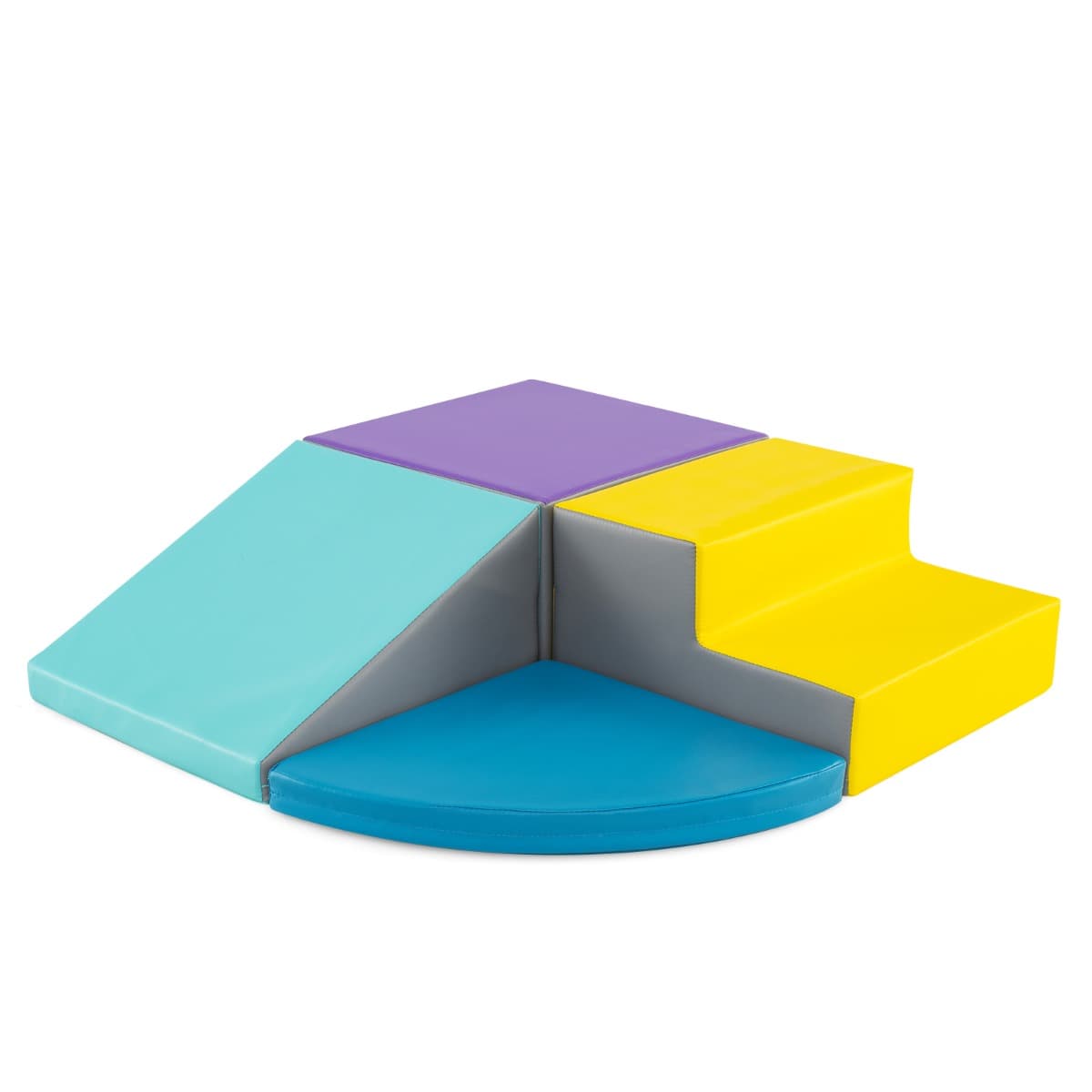 CostwayEnsemble de Blocs en Mousse pour Grimper et Ramper pour Bébé Ensemble de Blocs de Construction Doux Bleu