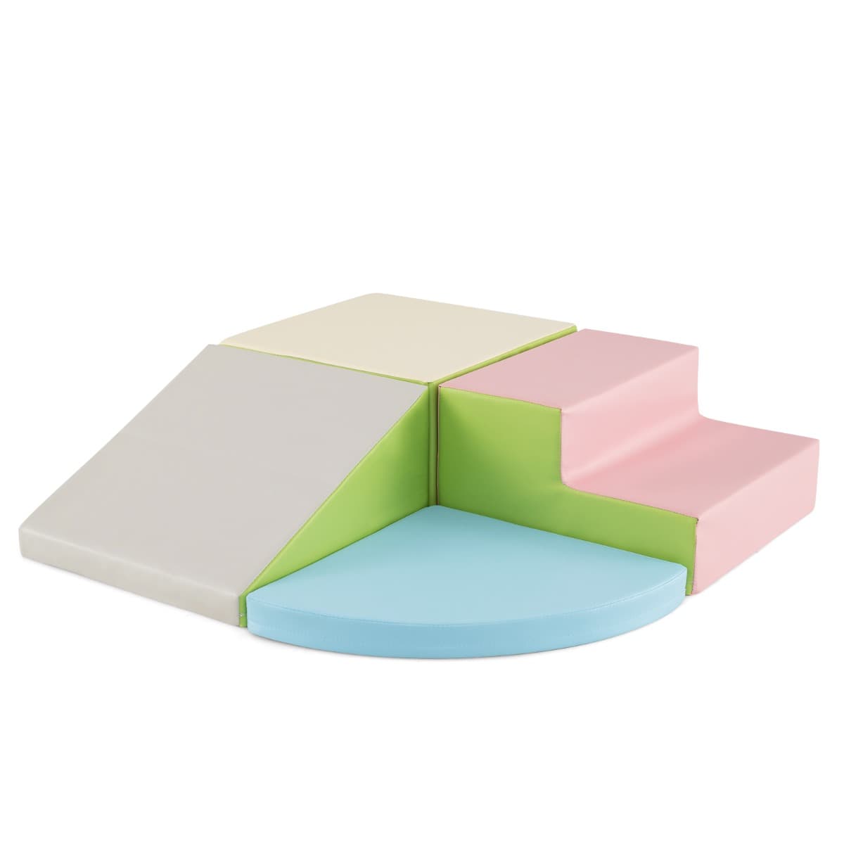 CostwayEnsemble de Blocs en Mousse pour Grimper et Ramper pour Bébé Ensemble de Blocs de Construction Doux Rose