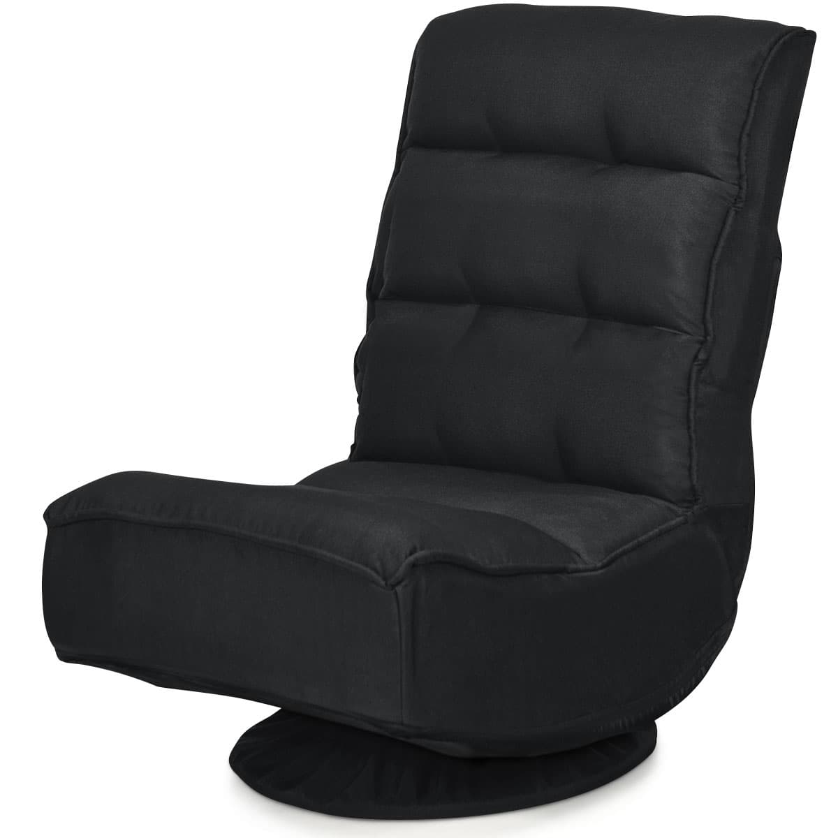 CostwayChaise Relax Pliable et Réglable en 5 Positions Pivotant 360 Degrés Rembourrée Confortable Noir